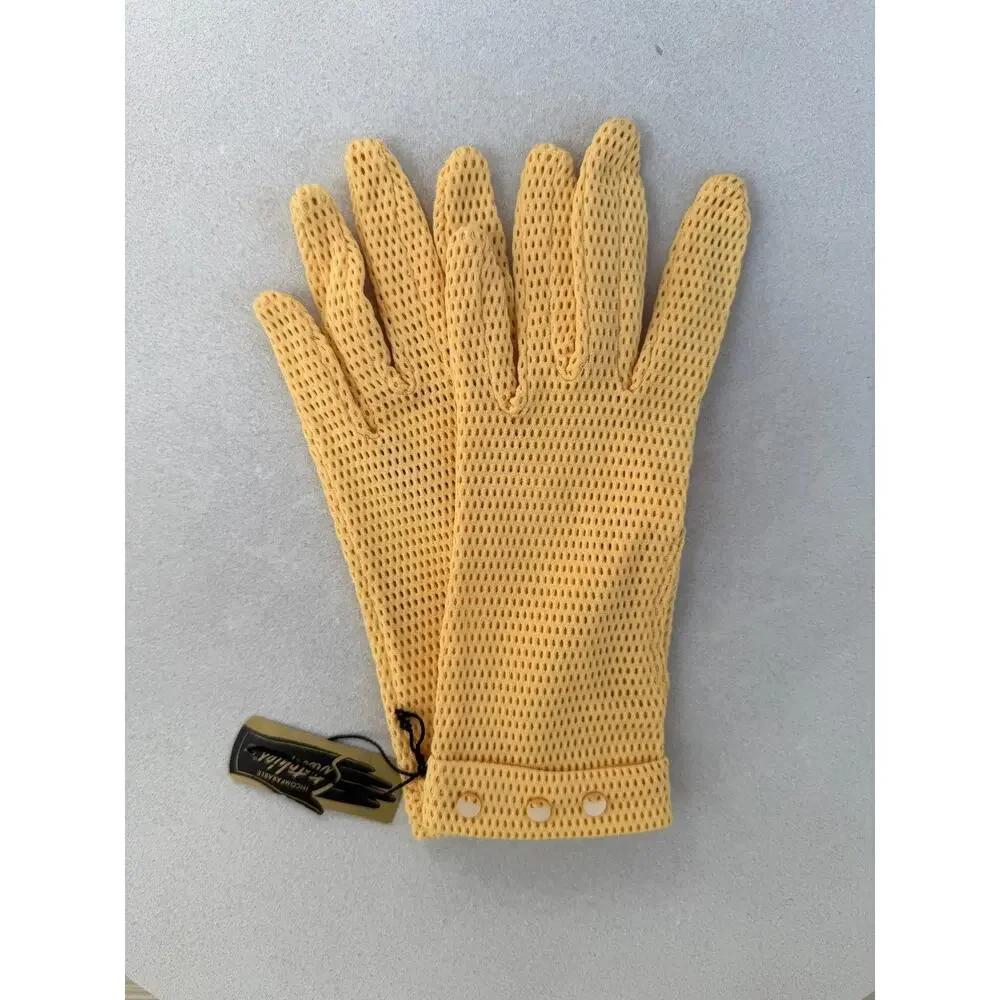 NWT Vintage Incomparable Stretchies Mesh Gloves Est XS Yellow Prom Event Party